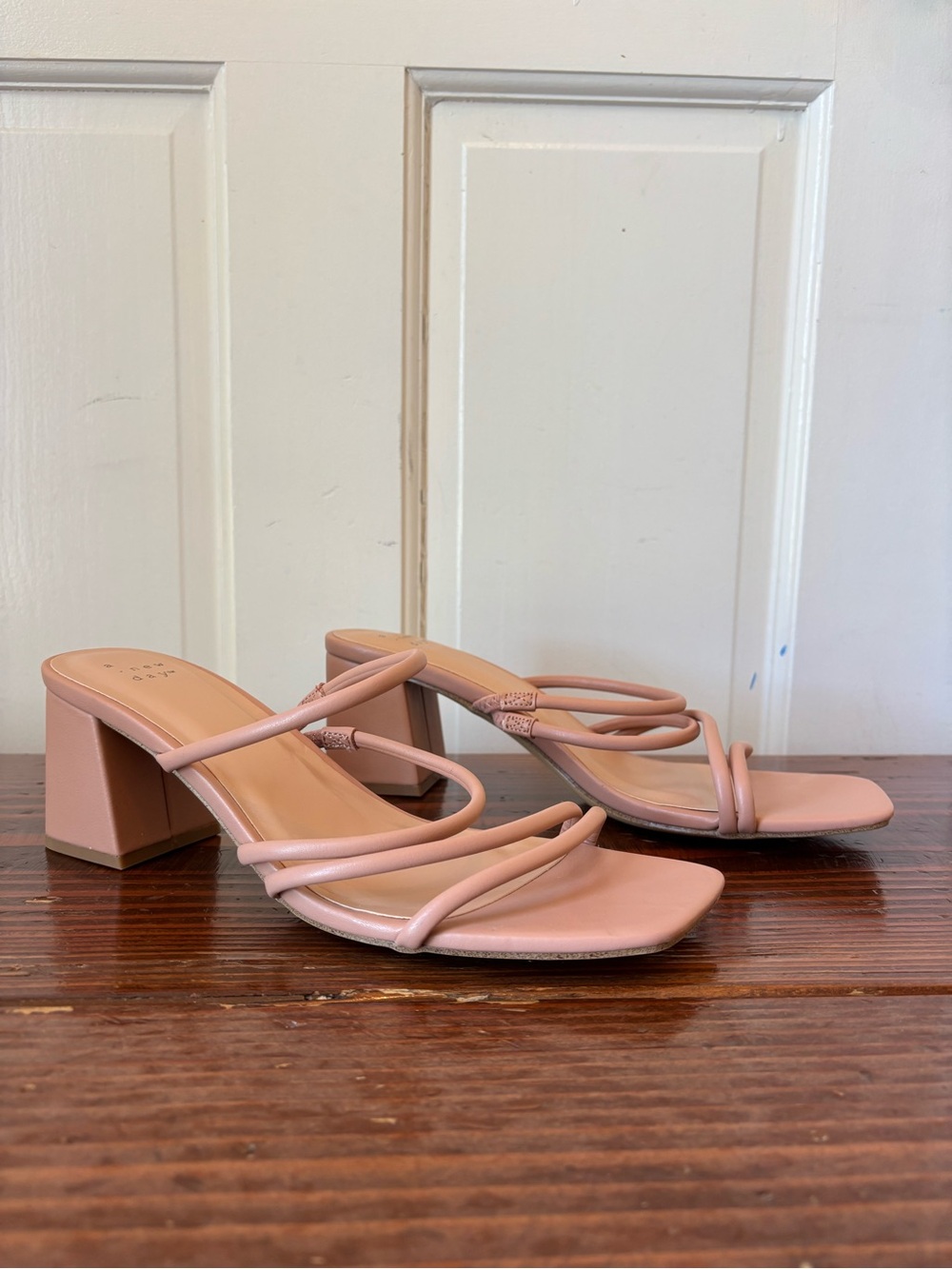 Minimalist Blush Pink Strappy Block Heel Sandals - Women’s Size 9 - NWOT